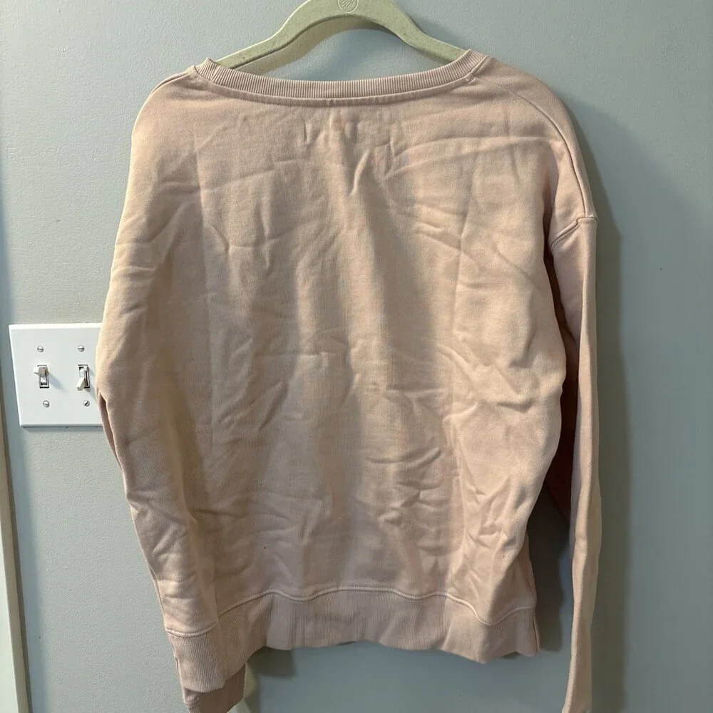 NEW Pact 100% Organic Cotton Pink Winter Sprigs Slouchy Women's Sweatshirt Large